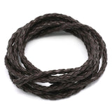 2 Meters, 3mm, Faux Leather Jewelry Braided Cord Coffee