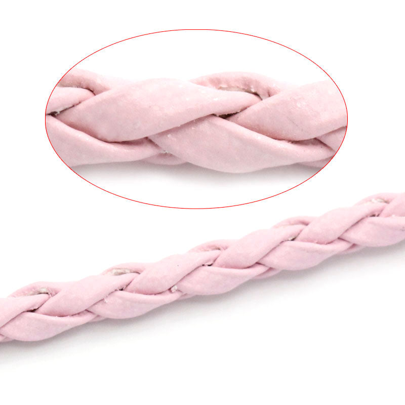 2 Meters, 3mm, Faux Leather Jewelry Braided Cord Pink