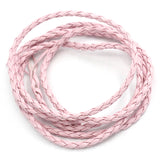 2 Meters, 3mm, Faux Leather Jewelry Braided Cord Pink