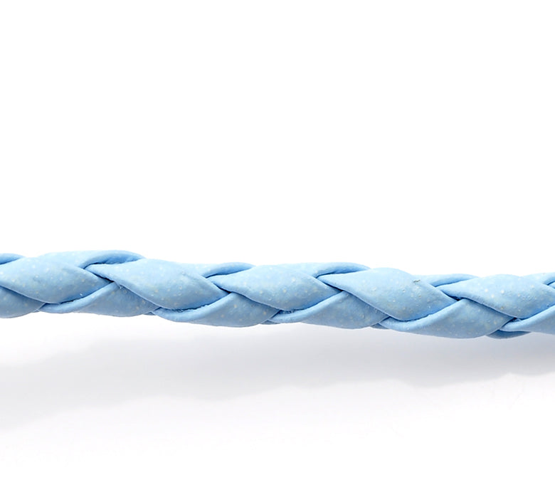 2 Meters, 3mm, Faux Leather Jewelry Braided Cord Skyblue
