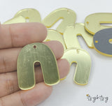 2pcs, 30mm U shaped Acrylic Mirror Pendant - choose your colour