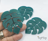 1 Pair (2pcs), 55mm, Big Acrylic Monstera Leaf Pendant