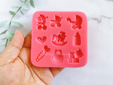 Fondant Molds Cake Mould Silicone Chocolate Candy, Soap, UV Resin & Epoxy Resin Jewelry Making Baby Pram