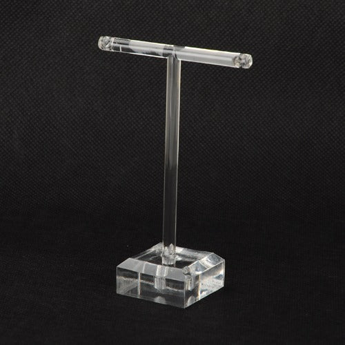 T Bar Organic Glass Earring Display Stand, T Bar with Two Holes in Clear