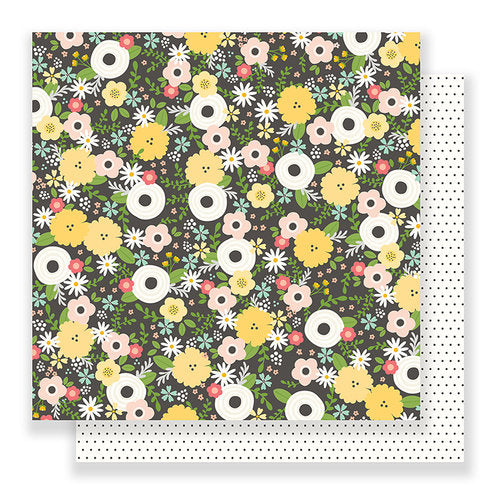 Pebbles Spring Fling Chalkboard Floral 12x12 Scrapbook Paper Sheet