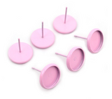 4pcs, 12mm Tray, Color Plated Earring Studs / Settings, Earrings Blank, Lead free and nickel free in Light Pink