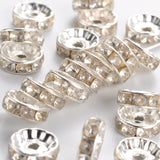 10pcs, 10x4mm , Plated Flat Round Brass Acrylic Rhinestone Spacer Beads, in Gold