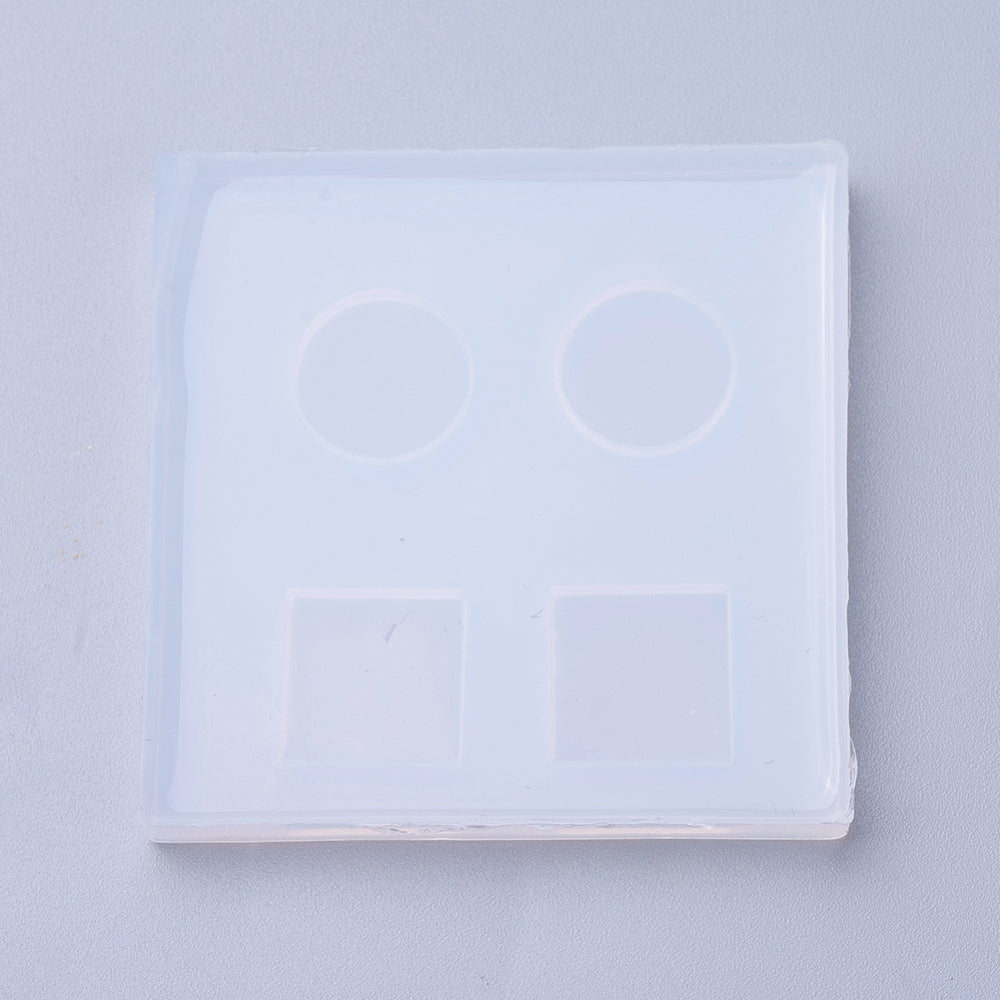 1pc, 48x48x5mm, Silicone Moulds, Resin Casting Moulds, For UV Resin, Epoxy Resin Jewelry Making, Square, Circle Shape moulds in Clear