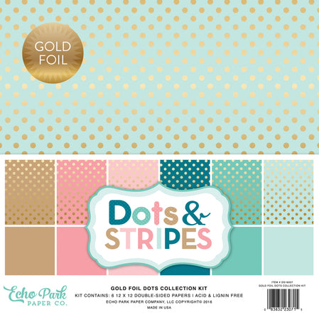 Echo Park Dots & Stripes Gold Foil Collection Kit