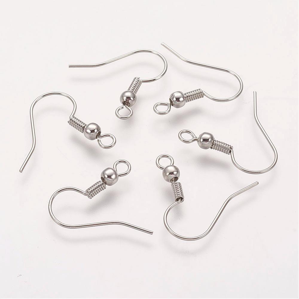 50pcs (25pairs) , 19mm, Brass Earring Hooks / Ear Wire in platinum