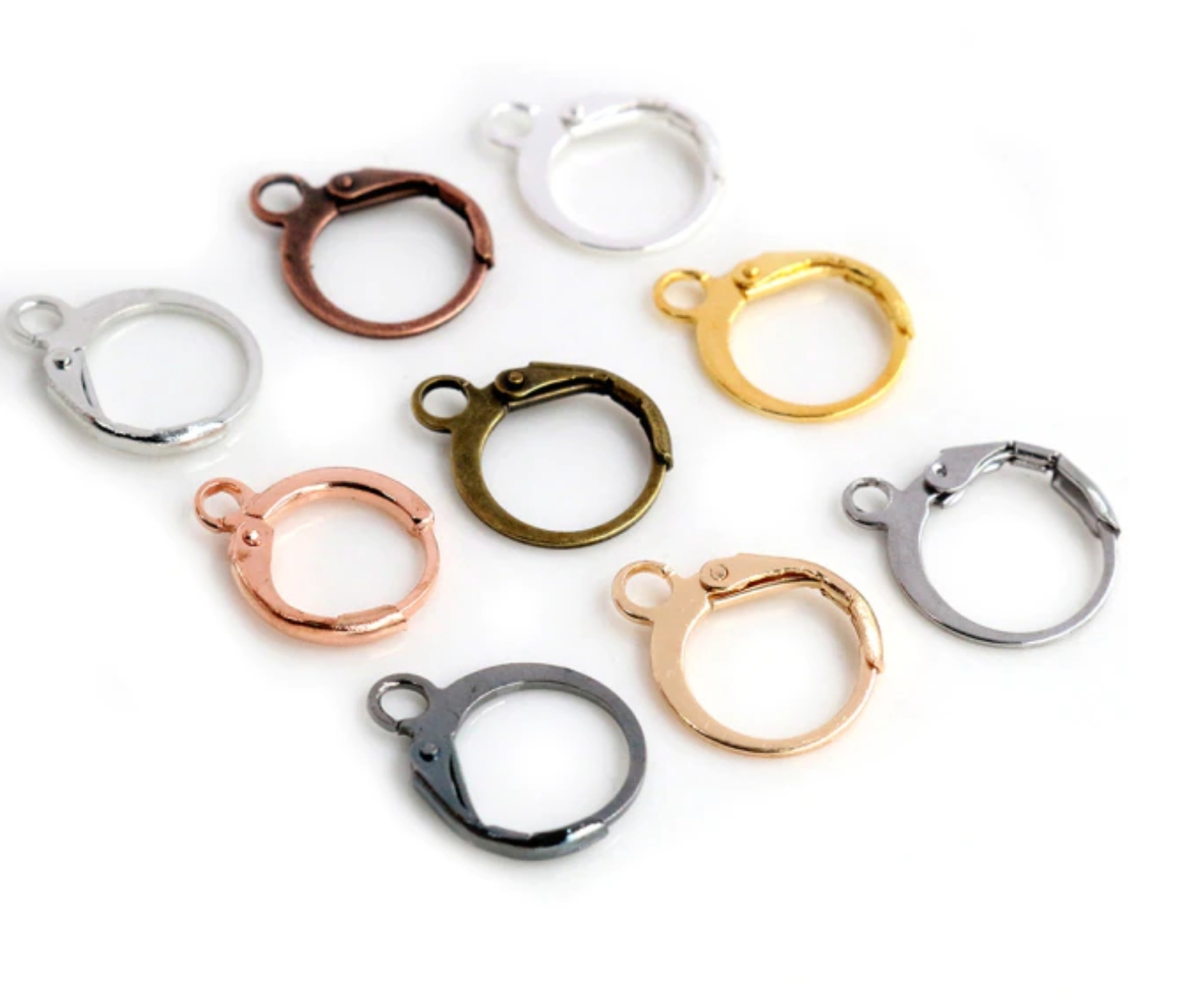 4pcs, 14x12mm,  High Quality Lead Free and Nickel Free Copper French Earwire Leverback earring - choose your colour