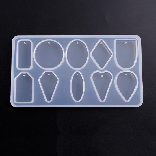 1pc, 169x93mm, Silicone Moulds, Resin Casting Moulds, For UV Resin, Epoxy Resin Jewelry Making, Mixed Geometric Shapes in Clear