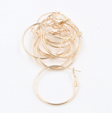 4pcs (2pairs) , 20mm/25mm/30mm x 1mm, Iron Hoop Earring in KC Gold