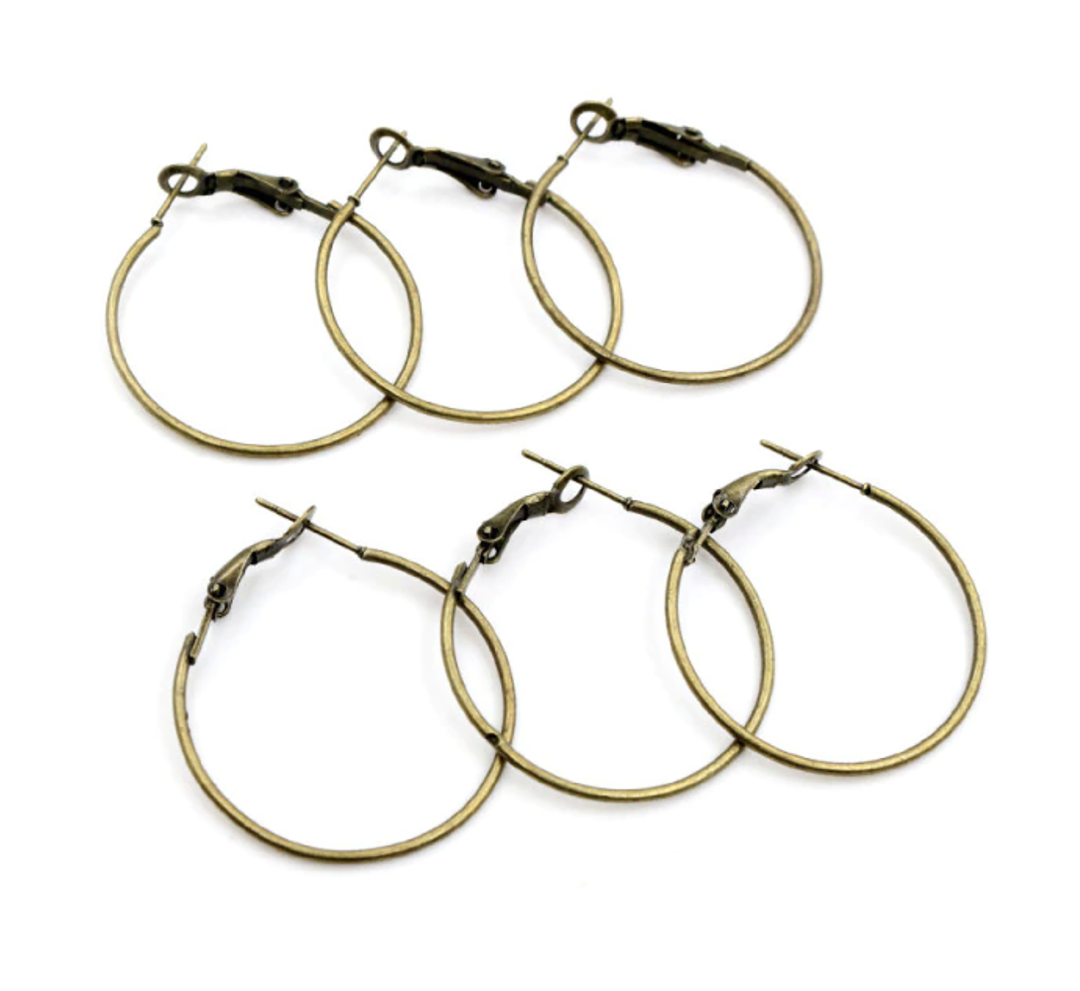 4pcs (2pairs) , 20mm/25mm/30mm x 1mm, Iron Hoop Earring in Antique Bronze
