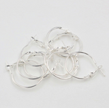 4pcs (2pairs) , 20mm/25mm/30mm x 1mm, Iron Hoop Earring in Silver
