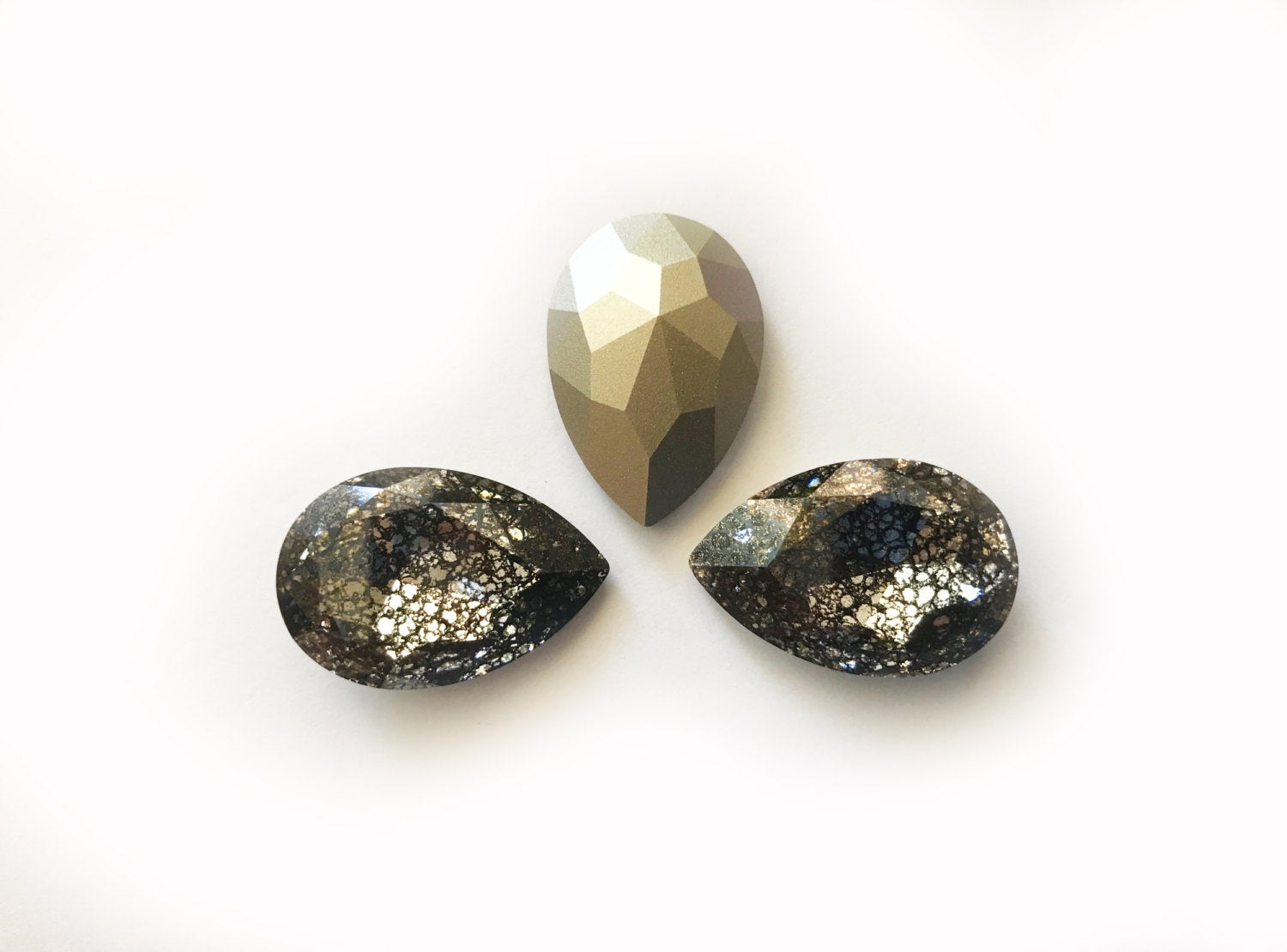 1pc, 30x20mm, Genuine Swarovski Fancy Stone Crystal in Black Patina (BLAPA)