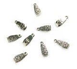 5 pcs, Matryoshka Doll Charm in antique silver