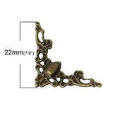 8pcs Filigree Stamping Wraps Connectors Triangle Antique Bronze 22.0mm x 22.0mm