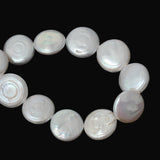 1 Strand (Approx 30 PCs/Strand), 13mm x 11mm , Grade A Natural Freshwater Cultured Pearl Beads Flat Round in Off White