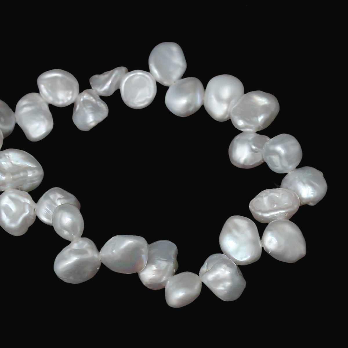 1 Strand (Approx 74 PCs/Strand) , Approx 10mm x8mm, Grade A Freshwater Cultured Pearl Loose Beads White