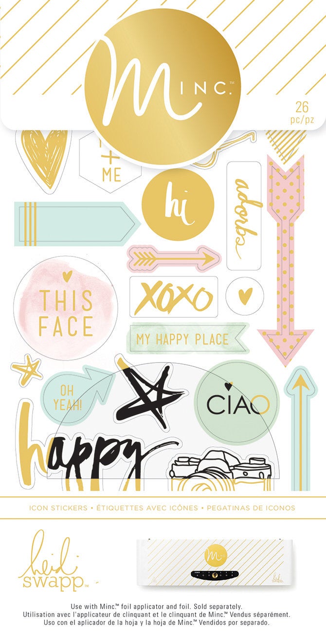 CLEARANCE!!! - 1 pack (26pcs),  Minc Icons Stickers by Heidi Swapp