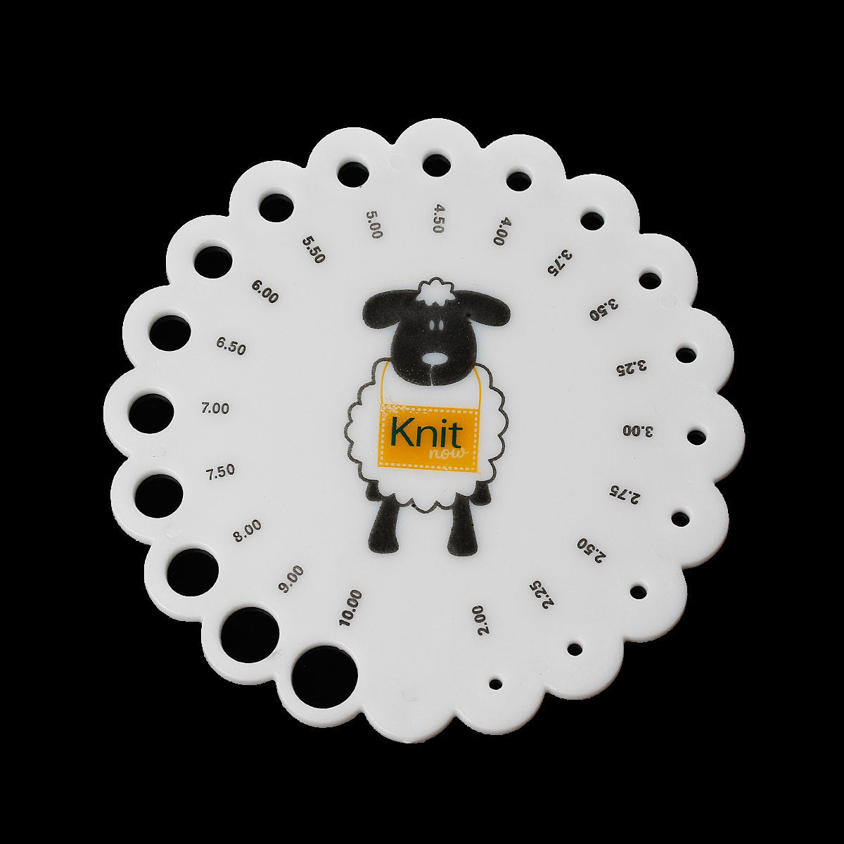 Acrylic Knitting Needle Gauge Size Tool White Sheep "knit Now" Pattern 9.8cm(3 7/8") Diameter