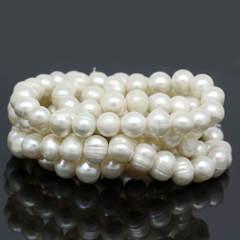 1 strand (Approx 45 PCs/Strand) Natural Freshwater Cultured Pearl Beads in Semi Baroque White