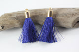 2pc Approx 35-40mm, Beautiful Royal Blue Silk Tassel In Gold Cap