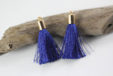 2pc Approx 35-40mm, Beautiful Royal Blue Silk Tassel In Gold Cap