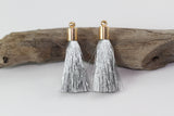 2pc Approx 35-40mm, Beautiful Silver Silk Tassel In Gold Cap