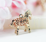 14x17mm 14k Gold plated ethnic pattern horse pendant charm