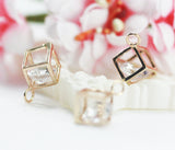 8x8mm 14k Gold Plated Square Frame Pendant Charm