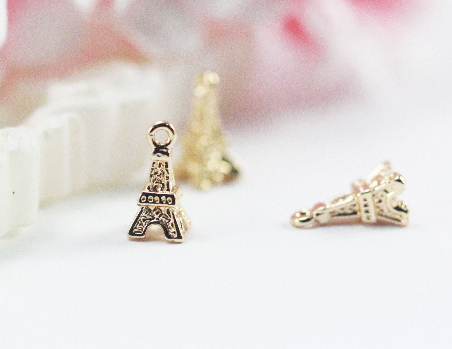 5x10mm 14k Gold Plated Paris Eiffel Charm