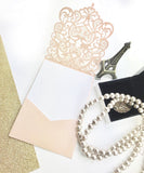 Peach Lace Invitation Wallet