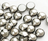 1/10pcs, 7.17mm, Genuine Swarovski  Framed Cabochon Flatback Hotfix in White Pearl Silver Frame