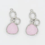 1pc, 25x11x5mm Platinum Tone Brass Glass Pendants, Faceted Triangle, Lavender Blush