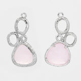 1pc, 25x11x5mm Platinum Tone Brass Glass Pendants, Faceted Triangle, Lavender Blush
