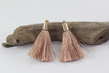 2pc Approx 35-40mm, Beautiful Blush Silk Tassel In Gold Cap