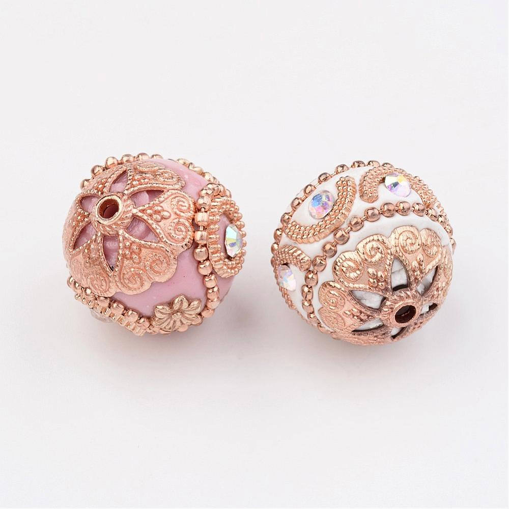 1pc, 19~20mm, Handmade Round Indonesia Bead with Alloy Findings - Choose your colour