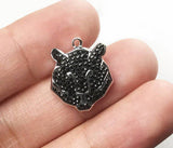 1pc, 16mm, Genuine Swarovski Tiger Pavé Pendant In Jet Silver Base