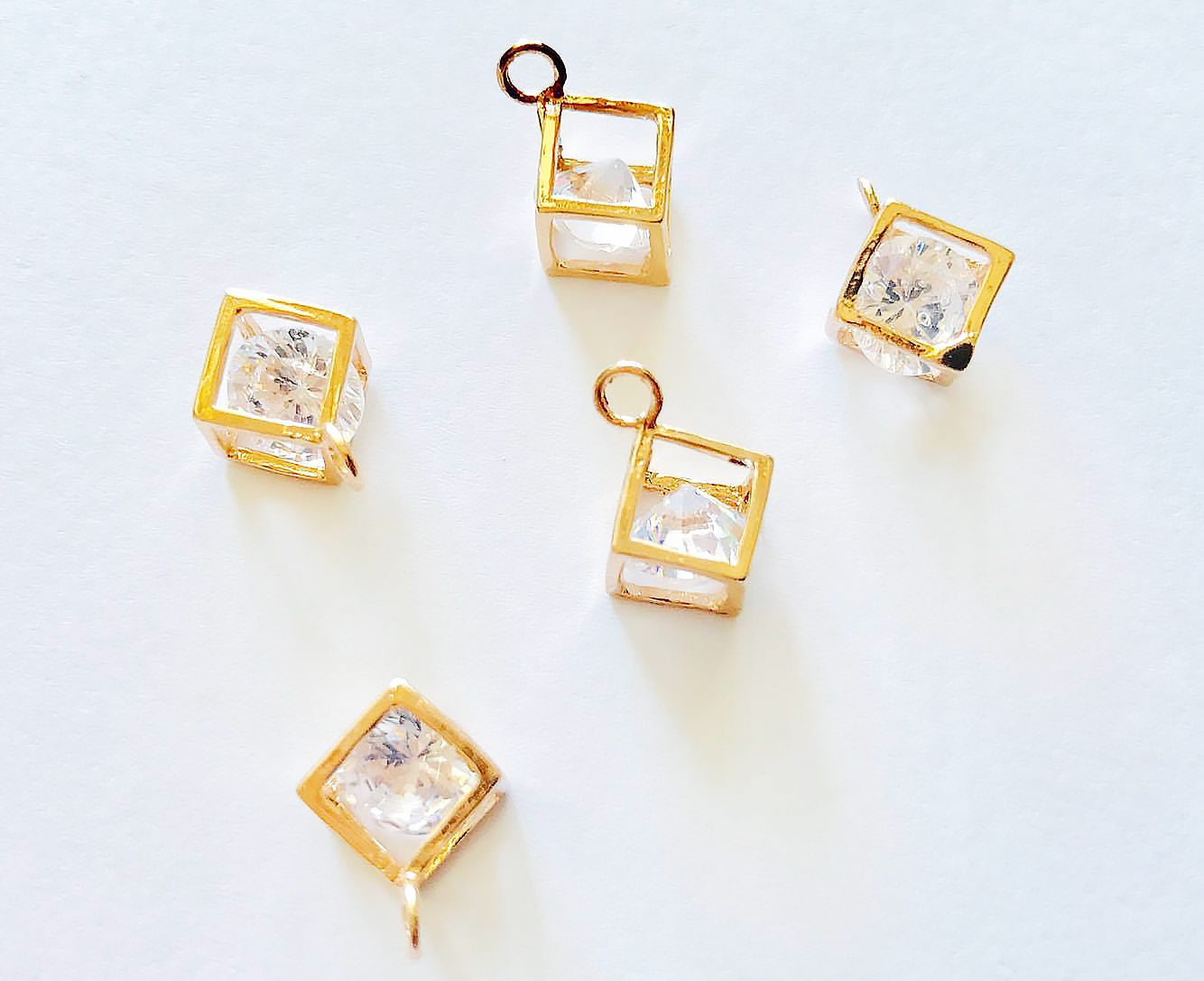 8x8mm 14k Gold Plated Square Frame Pendant Charm
