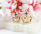 1pc, 11x15mm (big)/9x12mm(small) 14k Gold plated crown pendant charm