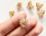 1 set (2pc) 13x13 mm 14k Gold plated Bead Cap