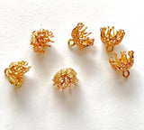 1 set (2pc) 13x13 mm 14k Gold plated Bead Cap
