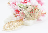 30x55mm 14K light gold plated brass big filigree leaf pendant charm