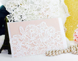 1 pack (5pcs), White Lace Wedding Invitation v2 wallet (Envelope not Included)