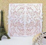 1 Pack (5pcs), White Lace Wedding Invitation v3 wallet