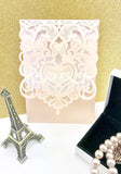 Peach Lace Invitation Wallet