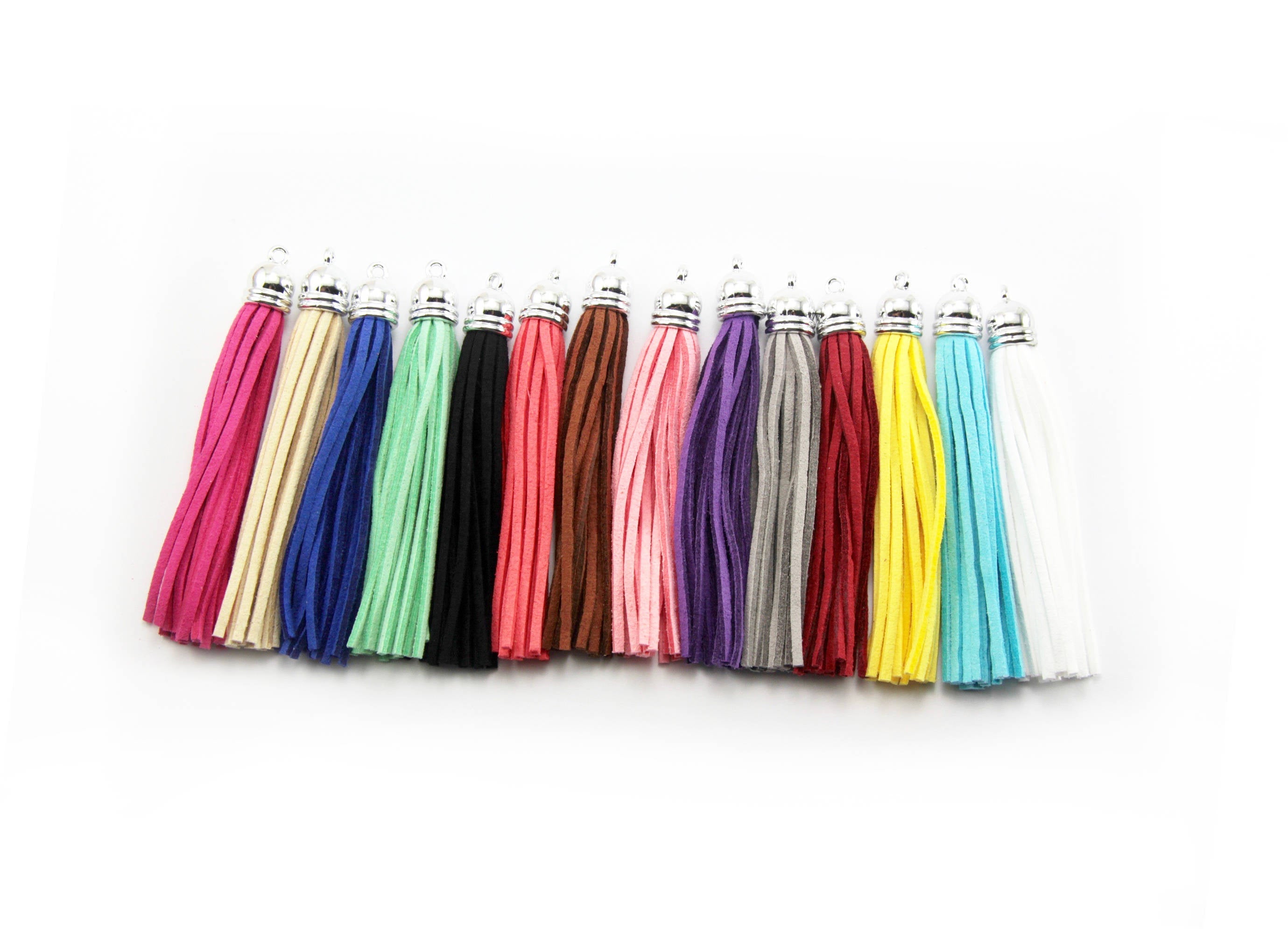 2pc 85mm Suede Tassels /tassel In Silver Cap - Choose Your Colour