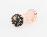 2 pairs, 12mm Rose Gold Plated // Earstud with curved border // Blank/Base // Fit 12mm Glass Cabochons // Buttons